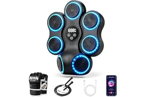 JUOIFIP Macchina da Boxe Musicale, Music Boxing Machine a Parete con Guanti, 9 velocità, 11 modalità di Allenamento,LED Parete Tira Pugni con Musica per Bambini e Adulti