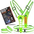 ICOCOPRO LED Reflective Vest Running Gear, High Visibility Running Vest USB Rechargeable Running Lights for Runners with Armbands, 360° Visibility, Adjustable LED Vest Lights for Night Jogging Running