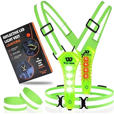 Compression Bras,Bracelet Lumineux LED Pour Course De Nuit,Charge USB,bande Réfléchissante Sûre