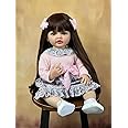Neo Classic 22 inch 55 Cm Reborn Baby Doll Soft Full body Silicone Newborn real like Baby Doll Girl Toy Gift Doll (Sit Pink& Black Dress)