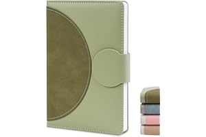 Sallyfashion Notatnik w linie, zielona twarda oprawa, dziennik z zapięciem na klamrę, mały notatnik na podróż, do rysowania, planowania, 15 x 21 cm