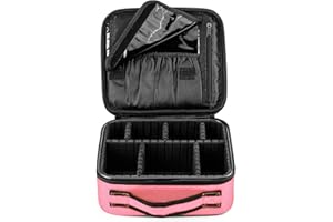 FORRICA Portátil Bolsa de Maquillaje Mujer Organizador Bolso Cosmético Neceser Maquillaje Viaje Almacenamiento de Maquillaje Grande Estuches de Maquillaje Profesional Rosa