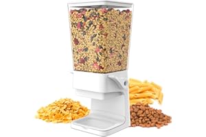 Hovea - Dispenser Cereali e Cibo - Capacità 5L - Distributore di Muesli, Pasta - Dispenser Alimentare Cibo Cani e Gatti - Cucina, Colazione - Bianco - CR500