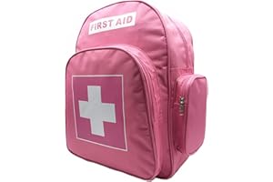 Jipemtra Red Emergency Backpack First Aid Bag Empty Medical First Aid Back Pack Treatment Trauma Bag for Paramedics Camping Vacation Outdoors Pet Dog Cat Travel Road Trip Cycling Riding (Pink fq)