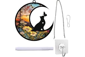 STOOKI 4 Packung Katzen-Memorial-traumfänger Weihnachten Fenster Deko Hängen Hängedeko Outdoor Sonnenfänger Geeignet für Wand Wohnzimmer Glastüren und Katze Verlorene Dekoration (Katze)