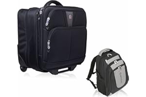 Tassia - Custodia pilota per laptop con ruote, borsa da pilota aziendale, borsa per laptop con scomparto per la notte, carrello da viaggio omologato da cabina