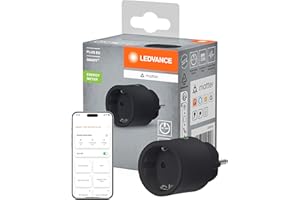 LEDVANCE SMART+ Indoor Plug, enchufe inteligente con Matter over WiFi, para integrar dispositivos tradicionales en el hogar inteligente, compatible con Alexa, Google y Apple, negro, paquete de 1