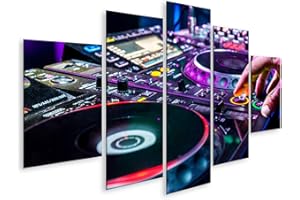 islandburner Tableau sur toile Dj platine pupitre disco club discothèque fête Cadre Affiche Poster Murale Tableaux