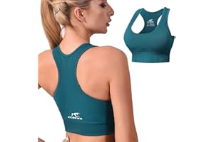 CLDFHX Women's Sports Bra Strong Hold with Padding Without Underwire Comfy Bra Seamless Bra Racerback Top for Yoga Jogging Fitness Running Pilates