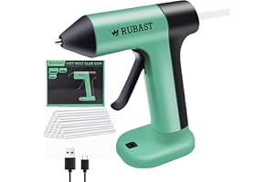 RUBAST 4V Glue Gun, Hot Glue Gun Cordless with Rapid 30s Preheat, Auto Shut-Off, Anti-drip Nozzle, and 20 Premium Glue Sticks, 2000mAh Type-C Rechargeable, Mini Glue Gun for Crafting