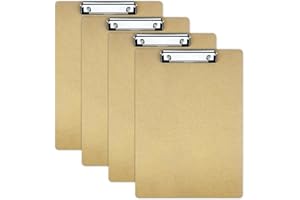 TAOBWN 4pcs A4 Clipboard Hardboard Clipboard Folder with Low Profile Clip and Hanging Hole for Office & Classroom Supplies