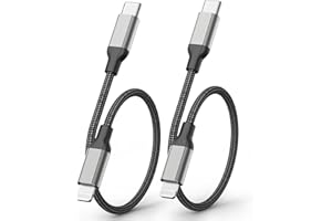 Acecene USB C auf Lightning Kabel [30cm, 2 Stück], MFi Zertifiziert iPhone Ladekabel Kurz Nylongeflochten Schnellladekabel für iPhone 14 13 12 11 Mini Pro Max X XS XR 8 7 6 Plus SE iPad - Schwarz