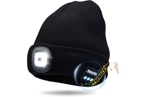 Kaishengyuan Cappello Bluetooth Musica,Uomo Donna Berretto con LED Illuminato, USB Ricaricabile Wireless Bluetooth 5.0 Musicale Cappello da Corsa per Sci Escursionismo Campeggio Ciclismo