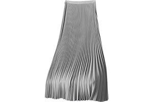 AEGJEGVD Women's Satin Silk Skirts UK Clearance,Ladies Elastic High Waist Maxi Pleated Skirt Solid Color Plus Size Skirts 2025 Spring Summer Plain Sliming Elegant Long Skirt M-4XL Today's Deals