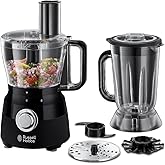 Russell Hobbs Desire Electric Food Processor, Bowl with 1.5L usable capacity, 1.5L Plastic jug, Stainless steel blades, rever