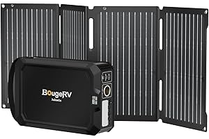 BougeRV JuiceGo 240Wh Station électrique Portable avec avec Panneau Solaire Pliable 50 W, Batterie LFP, 410 W, 5 Ports, générateur Solaire avec entrée/Sortie PD 100 W
