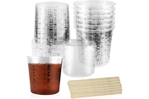 DNGH Gobelet Peinture Gradué Tasse à Mesurer Jetable 20 PCS 385 Ml avec échelle Clair Mesureur Plastique pour Résine époxy Peintures Liquides Laboratoire Cuisine (avec Couvercle)
