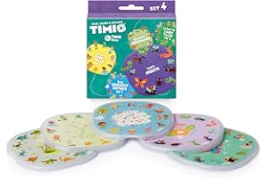 TIMIO Disc Set # 4 : 5 disques Audio pour Le Lecteur TIMIO | Apprendre 96 comptines Vol. 3, 12 Contes de fées Vol.2, 12 Contes de fées Vol. 3, Dinosaures, Petits Insectes | 8 Langues | De 2 à 6 Ans