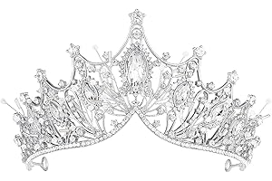 Moonight Wedding Crown for Bride Rhinestone Princess Tiara for Women Prom Queen Crown Pageant-Bridal Wedding Crown Handmade Hair Accessories Rose Gold Crown (Golden Crown Earring Necklace 3pcs)