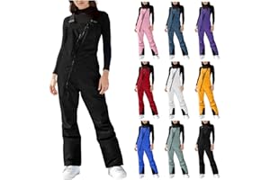 Generisch Skihose Damen Skianzug Winddichte Schneehose Warm Latzhose Ski Hosen Winter Snowboardhose Outdoor Schneeanzug Reißverschluss Skioverall Mode Softshellhose Skianzüge Wasserdicht Wanderhose