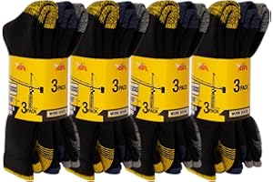 ASRL 12 Pairs-Men's Socks Heavy Duty Heel hiking walking and Work Toe Re-inforced Fully Cushioned Thick Men-Size UK