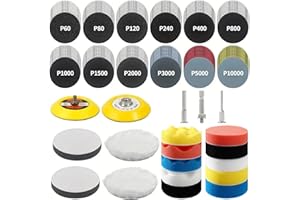 QITIXI:OU 200 Stück 50mm Schleifscheiben Klett Set, Scheinwerfer Schleifpapier Aufbereitung Set Nass Trockene Schleifpads und Polierpad mit 60-10000 Körnung für Akkuschrauber Dremel Zubehör Metall Holz Glas