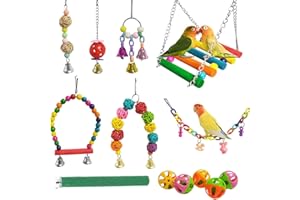 Naturezhen 13 Pezzi Giochi per Uccellini Pappagalli Set, Altalene per Uccelli, Accessori Pappagalli per Cockatiels, Fringuelli e Altri Piccoli Uccelli Parrocchetti
