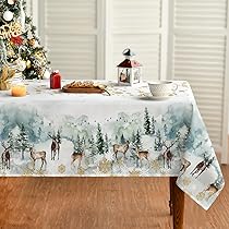Weihnachtstischdecke 110x110 Cm – Schneemann Winterdorf Design, Aus Polyester