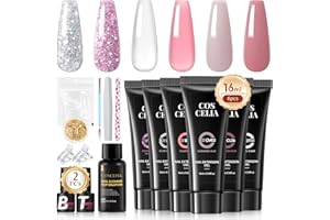 COSCELIA Gel Ricostruzione Unghie 16pcs, 6 Colori 16ml Kit Ricostruzione Unghie con Base e Top Coat Clip Unghie, Soluzione Slip Decorazioni per Unghie Builder Regali per Donne