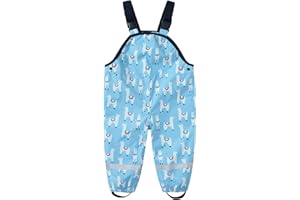 DAWILS Kids Rain Trousers Unisex Waterproof Over Trousers Childrens Mud Rain Bib Pants Boys and Girls Rainwear for Outdoor Play