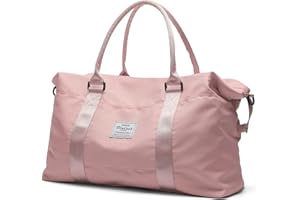 HYC00 Pink Travel Duffel Bag,Sports Tote Gym Bag,Shoulder Weekender Overnight Bag for Women,with Trolley Sleeve and Wet Pocket