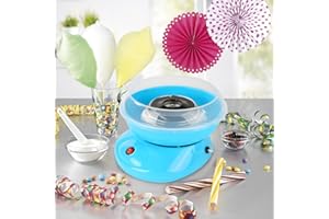 TWSXXN Machine barbe à papa pour la Maison, Barbapapa Machine avec Bâtonnets de Barbe à papa et Cuillère Doseuse pour Anniversaire D'enfant（Bleu）