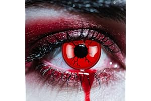 KENVORA Kontaktlinsen Halloween Rote Ohne Stärke - 2 Stück(1 Paar) Farbige Kontaktlinsen Halloween mit Kontaktlinsenbehälter für Vampir, Zombie Fasching Cosplay(0.0 Dioptrien, Tageskontaktlinsen)
