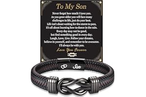 EPIRORA Birthday Gifts for Son Grandson Brother Dad Daddy Grandad Husband, Leather Bracelet Gifts for Boys Men Father's Day Christmas Valentines Day Bracelet Presents for Him