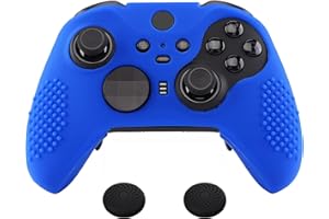 eXtremeRate Funda de Silicona para Xbox One Elite 2 Protector Antideslizante Tacto Suave Piel Cubierta Skin Case para Xbox One Elite Controller Serie 2 con Tapas de Joysticks(Azul)