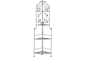 Beliani Étagère Angle Extérieur et Intérieur pour Plantes Noire 4 Niveaux Rangement pour Jardin ou Salle de Bain Traditionnelle et Romantique