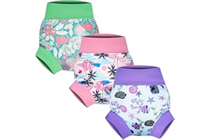 FLYISH DIRECT Reusable Swim Nappy, 3 Packs of Swimming Nappies for Baby and Toddlers, Leak-Proof Swim Nappy for Boys and Girls, Ocean Adventure, M/2-3 Years