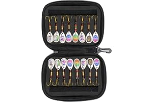 MKNZOME Trout Bass Fishing Spinner Spoon Bait Kit with Artificial Floating Lure Spinnerbaits Swimbaits for Mackerel Cod Pike Walleye Perch