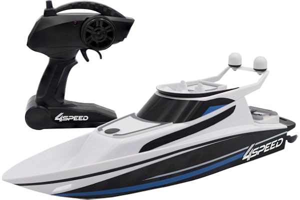 Bateau Télécommandé - SILVERLIT - 4SPEED - Speed Boat - 8 km/h - 34 cm - blanc et noir - des 8 ans