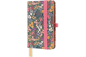 Finocam - Agenda 2026 Semana Vista Horizontal | Enero - Diciembre (12 meses) | Agenda Anual 2026 con goma elástica y 3 cintas punto | Tapa Dura Minimal Design - Flora - Español