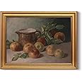HUARCEY Gold Framed Vintage Wall Art for Living Room, Harvest Apples Still Life Oil Painting Artwork Shelf Decor Abstract Wall Pictures Prints, Farmhouse Fruit Room Decor Bedroom Kitchen Bathroom