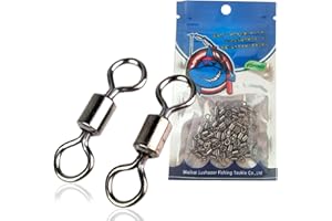 Ynkkvre Rolling Fishing Swivels, 50Pcs Fishing Swivels for Carp Fishing Accessories Swivels, Fishing Terminal Tackle for Saltwater Freshwater Sea Fishing for Sea Fishing, Fishing Line, Size 10#