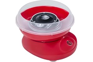 ‎HOMCOM HOMCOM Zuckerwattemaschine, einfach zu bedienendes Zuckerwattegerät, für Erwachsene und Kinder, Edelstahl, PP, Rot