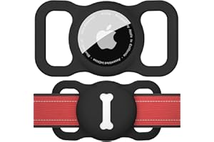 MELIYA AirTag Holder Case for Dog Collar, Pet Loop Cover for Apple Air Tag GPS Tracking Finder, Silicone Air Tags Protective Cover with Bone Pattern Hollow Out Pet Accessories