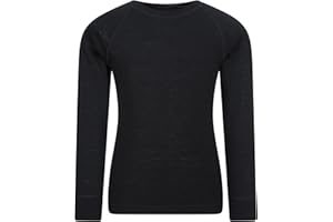 Mountain Warehouse Merino Kids Round Neck Thermal Baselayer Top – Long Sleeve, Lightweight, Antibacterial, Breathable & Quick Dry T-Shirt - Travelling & Outdoors