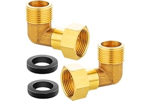ANFUXT 2 Pezzi Angolo in Ottone 90° 3/4" IG/AG, DN20, Angolo in Ottone 90° G 3/4 Pollici, Arco 90 Gradi IG/AG, Filettatura a 90 Gradi, Raccordo Filettato Adatto per Acqua per Acqua Potabile