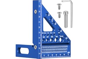 Fentar 3D Gehrungswinkel, 22,5-90° Kombinationswinkel aus Aluminiumlegierung, Präziser Zimmermannswinkel, Speed Square Schreinerwinkel mit 11 Bohrlöchern, Anreißwerkzeug Winkelmesser für Tischler