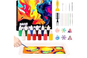 Beanewone Pintura para Hacer Marmolados Sobre el Agua, Manualidades Niños y Niñas 6-12 Años, Kit Pintura para Niñas, Juegos Creativos para Niños de 6 7 8 9 10 11 12 Años (Navidad)