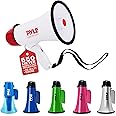 Pyle Portable Megaphone Speaker Siren Bullhorn - Compact and Battery Operated with 20 Watt Power, Microphone, 2 Modes, PA Sound and Foldable Handle for Cheerleading and Police Use