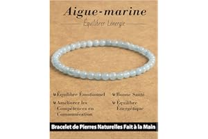 Landorilo Bracelet 4mm en Pierre Naturelle pour Homme et Femme, Bracelets Élastique Yoga, Bijoux Cadeau Créatifs, Porte Bonheur avec Perles de Remplacement